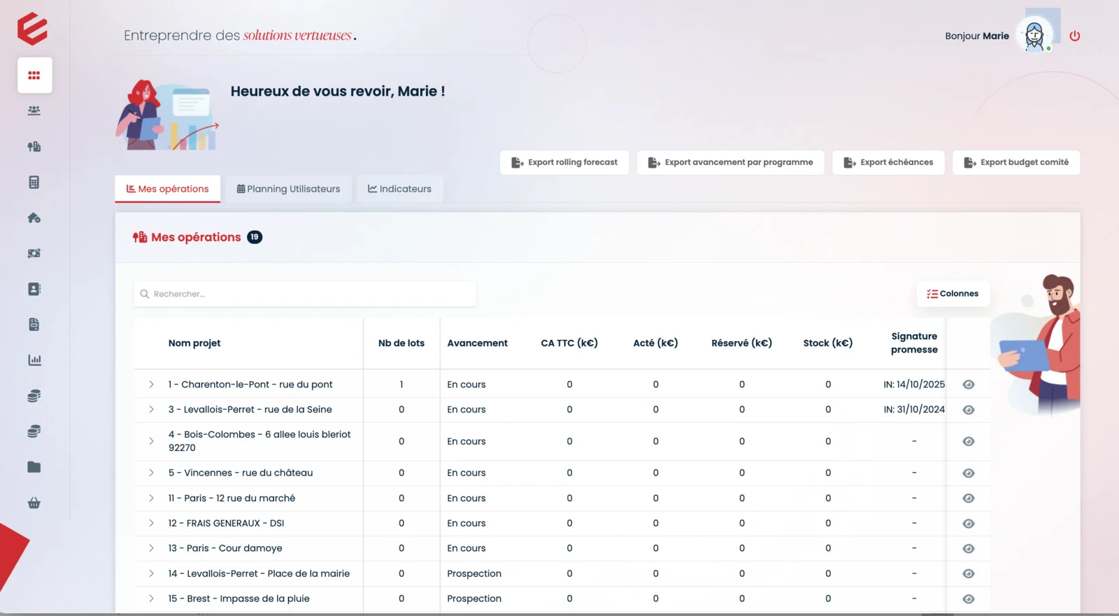 Interface principale Edifice