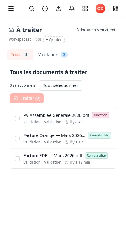 HubDoc Case Management — vue mobile responsive (iPhone)